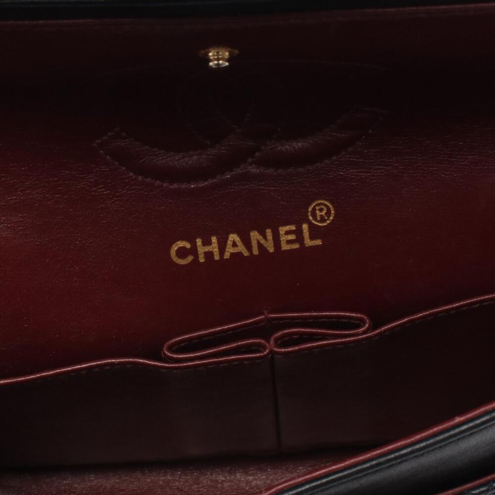 Chanel Matelasse Double Flap Shoulder Bag Lambskin Sheepskin Black - Picture 4 of 8